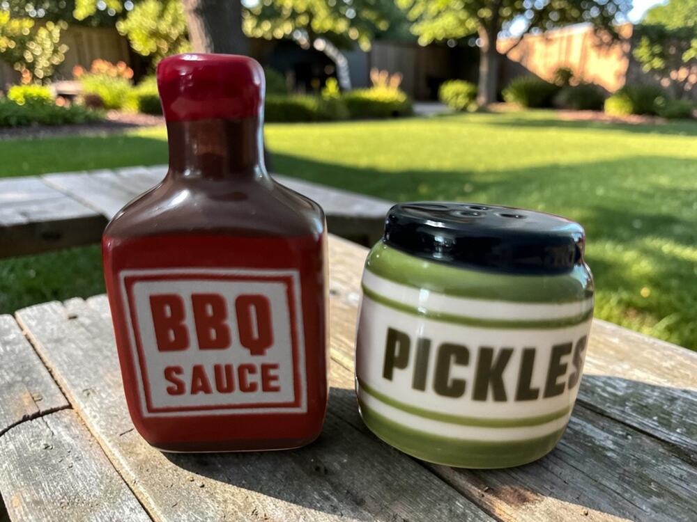 Cracker Barrel Pickle Jar And BBQ Sauce Salt and Pepper Shakers 2026 NWT